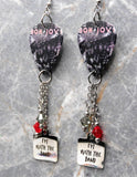 Bon Jovi Slippery When Wet Guitar Pick Earrings with I'm With the Band Stainless Steel Charms and Swarovski Crystal Dangles