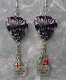 Bon Jovi Slippery When Wet Guitar Pick Earrings with I'm With the Band Stainless Steel Charms and Swarovski Crystal Dangles