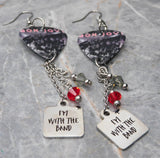 Bon Jovi Slippery When Wet Guitar Pick Earrings with I'm With the Band Stainless Steel Charms and Swarovski Crystal Dangles