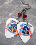Bon Jovi Forever Guitar Pick Earrings with Red Swarovski Crystals