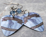 Bon Jovi New Jersey Guitar Pick Earrings with Denim Blue Swarovski Crystals