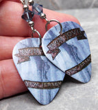 Bon Jovi New Jersey Guitar Pick Earrings with Denim Blue Swarovski Crystals