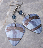 Bon Jovi New Jersey Guitar Pick Earrings with Denim Blue Swarovski Crystals