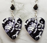 Boston Group Picture Guitar Pick Earrings with Black Swarovski Crystals