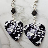 Boston Group Picture Guitar Pick Earrings with Black Swarovski Crystals