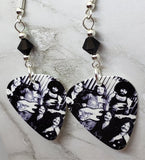 Boston Group Picture Guitar Pick Earrings with Black Swarovski Crystals