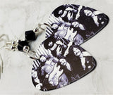 Boston Group Picture Guitar Pick Earrings with Black Swarovski Crystals