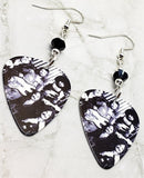 Boston Group Picture Guitar Pick Earrings with Black Swarovski Crystals