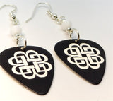 Breaking Benjamin Logo Black Guitar Pick Earrings with White Swarovski Crystals