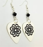 Breaking Benjamin Logo White Guitar Pick Earrings with Black Swarovski Crystals