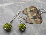 Breaking Benjamin Phobia Guitar Pick Earrings with Green Pave Bead Dangles