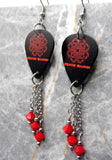 Breaking Benjamin Guitar Pick Earrings with Red Swarovski Crystal Dangles