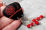 Breaking Benjamin Guitar Pick Earrings with Red Swarovski Crystal Dangles