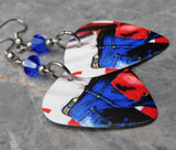 Bruce Springsteen Born in the USA Guitar Pick Earrings with Majestic Blue Swarovski Crystals
