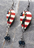 Bruce Springsteen Guitar Pick Earrings with Denim Blue Swarovski Crystal Dangles