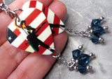 Bruce Springsteen Guitar Pick Earrings with Denim Blue Swarovski Crystal Dangles
