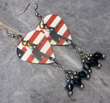 Bruce Springsteen Guitar Pick Earrings with Denim Blue Swarovski Crystal Dangles