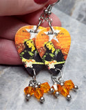 Bryan Adams 18 Til I Die Guitar Pick Earrings with Orange Swarovski Crystals