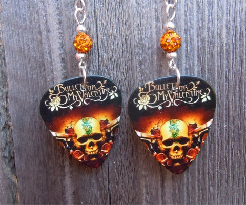 Bullet for My Valentine Road to Nowhere Pick Earrings with Orange Pave Beads