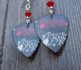 Bullet for My Valentine Guitar Pick Earrings with Red Swarovski Crystals