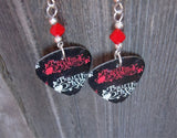 Bullet for My Valentine Guitar Pick Earrings with Red Swarovski Crystals