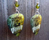 Bullet for My Valentine Scream Aim Fire Guitar Pick Earrings with Green Swarovski Crystals