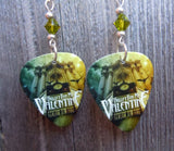 Bullet for My Valentine Scream Aim Fire Guitar Pick Earrings with Green Swarovski Crystals