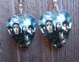 Bullet for My Valentine Group Picture Guitar Pick Earrings with Grey Swarovski Crystals