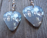 Bullet for My Valentine Group Picture Guitar Pick Earrings with Grey Swarovski Crystals