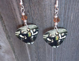 Bullet for My Valentine Group Photo Guitar Pick Earrings with Brown Swarovski Crystals