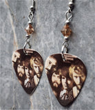 Creedence Clearwater Revival Pendulum Guitar Pick Earrings with Smoked Topaz Swarovski Crystals