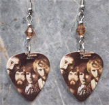 Creedence Clearwater Revival Pendulum Guitar Pick Earrings with Smoked Topaz Swarovski Crystals