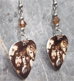 Creedence Clearwater Revival Pendulum Guitar Pick Earrings with Smoked Topaz Swarovski Crystals