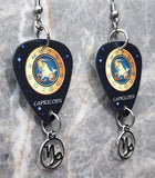 Horoscope Astrological Sign Capricorn Guitar Pick Earrings with Laser Cut Horoscope Charms
