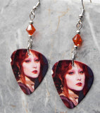 Chappell Roan Guitar Pick Earrings with Indian Red Swarovski Crystals