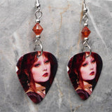 Chappell Roan Guitar Pick Earrings with Indian Red Swarovski Crystals