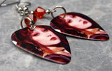 Chappell Roan Guitar Pick Earrings with Indian Red Swarovski Crystals
