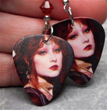 Chappell Roan Guitar Pick Earrings with Indian Red Swarovski Crystals