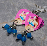 Chappell Roan Guitar Pick Earrings with Capri Blue Opal Swarovski Crystal Dangles