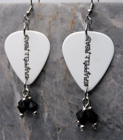 Chappell Roan Guitar Pick Earrings with Black Swarovski Crystal Dangles