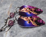 Cheap Trick Robin Zander Guitar Pick Earrings with Purple Swarovski Crystals