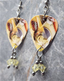 Chicago Night & Day Guitar Pick Earrings with Pale Yellow Swarovski Crystal Dangles