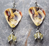 Chicago Night & Day Guitar Pick Earrings with Pale Yellow Swarovski Crystal Dangles