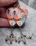 Chicago Look Away Guitar Pick Earrings with Peach Swarovski Crystal Dangles