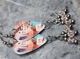 Chicago Look Away Guitar Pick Earrings with Peach Swarovski Crystal Dangles