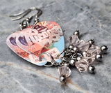 Chicago Look Away Guitar Pick Earrings with Peach Swarovski Crystal Dangles