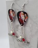 Santa Claus Guitar Pick Earrings with Believe Charm and Swarovski Crystal Dangles