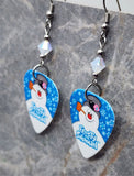 Frosty the Snowman Guitar Pick Earrings with Opal AB Swarovski Crystals