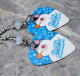Frosty the Snowman Guitar Pick Earrings with Opal AB Swarovski Crystals