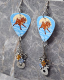 Baby Reindeer Guitar Pick Earrings with Reindeer Charms and Swarovski Crystal Dangles